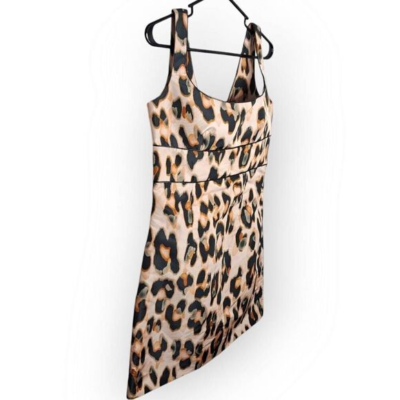 Valentino RED Women's Designer Leopard Print Taffeta Square Neck Y2K Mini Dress - Picture 2 of 9